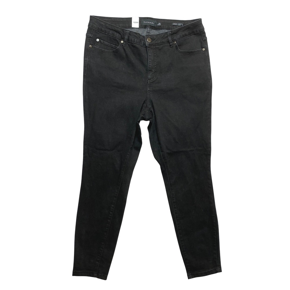 Tahari Jeans Womens 14W Black Chloe Fit Solution Skinny Denim Pants